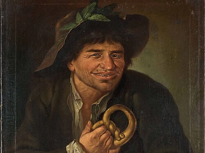 1721-Fortunat Bergant - Uomo con pretzel - Lubiana, Galleria nazionale della Slovenia